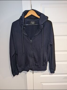 Zara Navy Blue Hooded Zip-Up Jacket